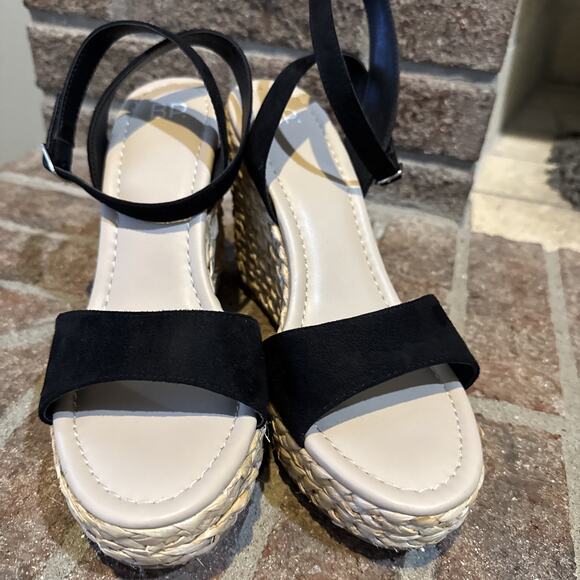 BP Ginny Espadrille Ankle Strap Wedge Sandal Women's Black Size 9 - Picture 12 of 16